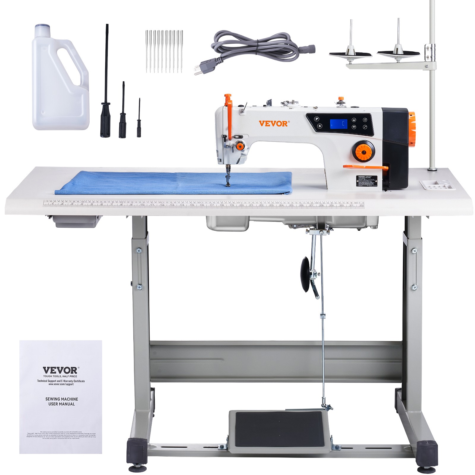 VEVOR Industrial Lockstitch Sewing Machine Lockstitch 550W Servo Motor and Table